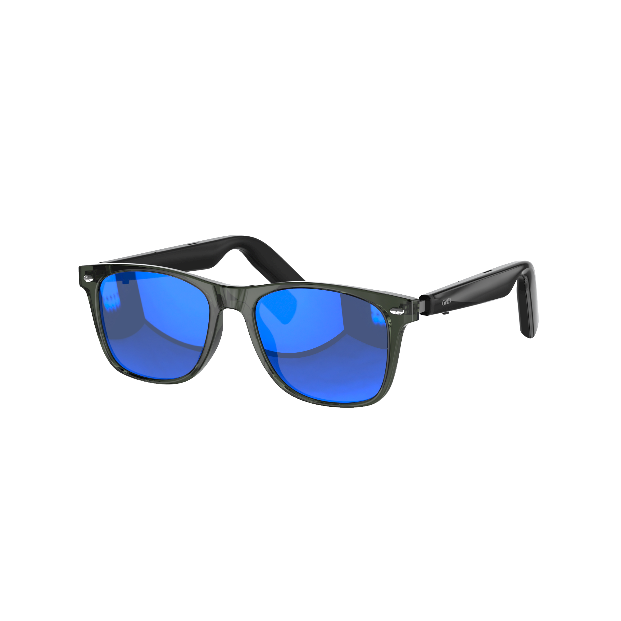 Wayfarer Smart Sunglass – Transparent Grey & Dark Blue Mirror