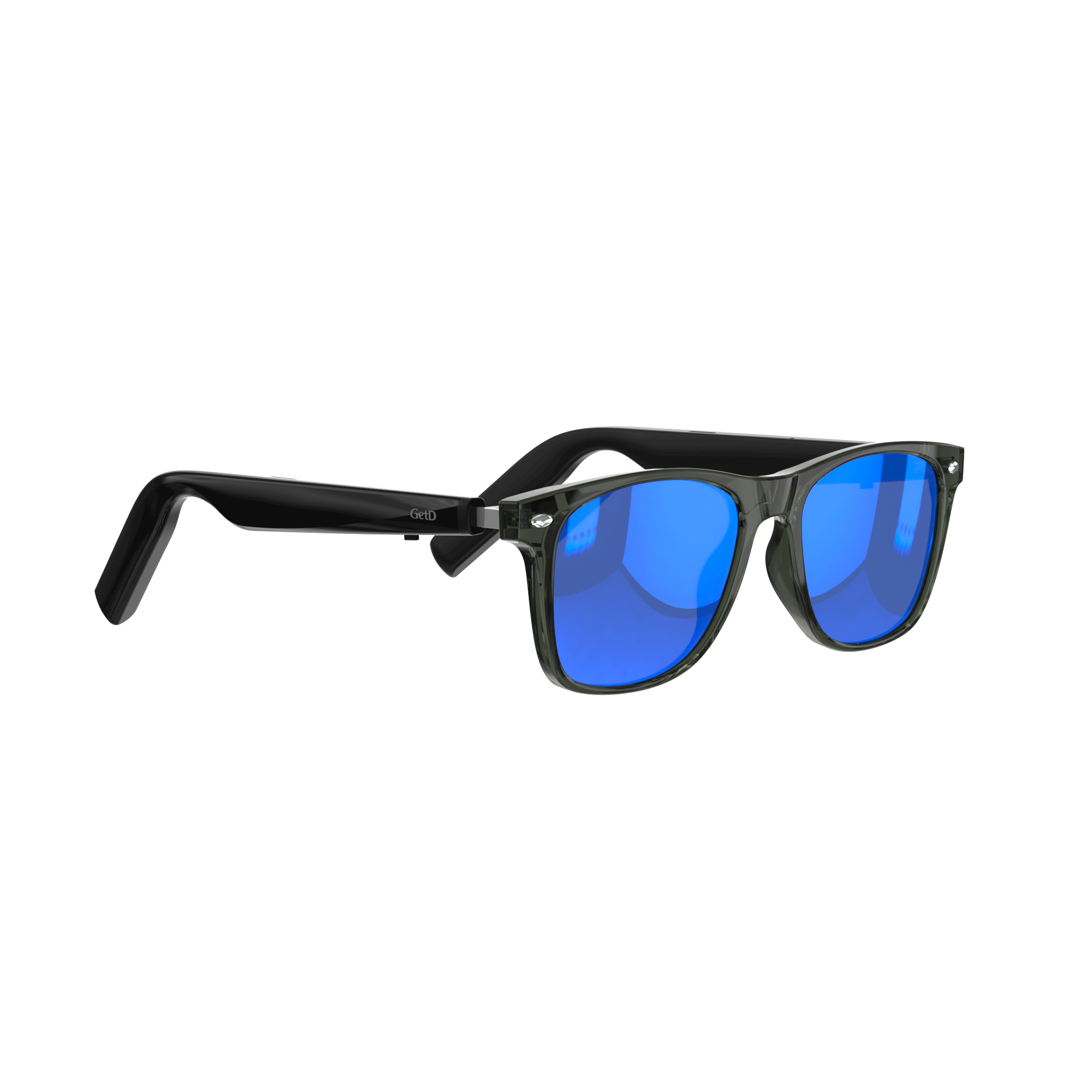 Wayfarer Smart Sunglass – Transparent Grey & Dark Blue Mirror